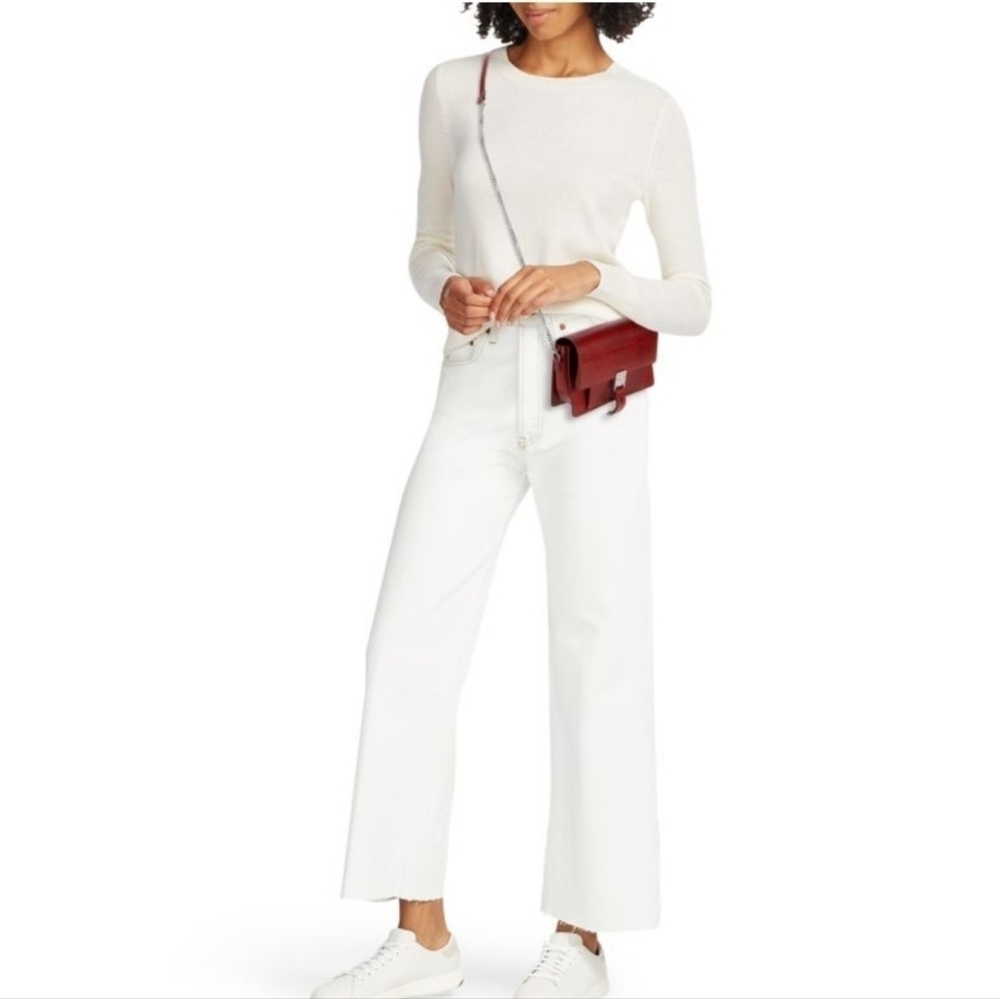 Reiss Mini Aubrey Textured Leather Crossbody Bag In Red Wirh Silver Chain